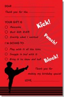Karate Kid - Birthday Party Fill In Thank You Cards