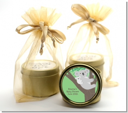 Koala Bear - Baby Shower Gold Tin Candle Favors