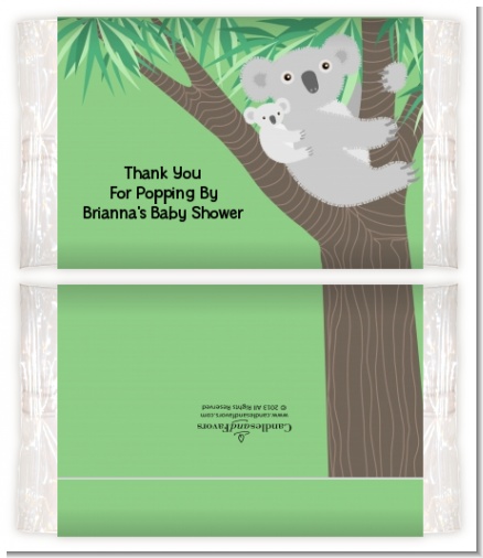 Koala Bear - Personalized Popcorn Wrapper Baby Shower Favors