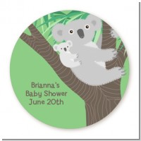 Koala Bear - Round Personalized Baby Shower Sticker Labels