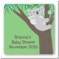 Koala Bear - Square Personalized Baby Shower Sticker Labels