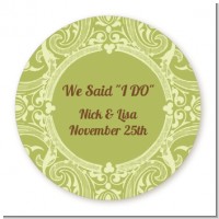 Sage Green - Round Personalized Bridal Shower Sticker Labels