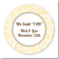 Pale Yellow & Brown - Round Personalized Bridal Shower Sticker Labels