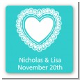 Lace of Hearts - Square Personalized Bridal Shower Sticker Labels thumbnail
