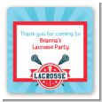 Lacrosse - Square Personalized Birthday Party Sticker Labels thumbnail