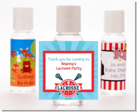 Lacrosse - Personalized Birthday Party Hand Sanitizers Favors
