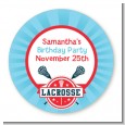 Lacrosse - Round Personalized Birthday Party Sticker Labels thumbnail
