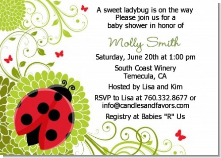 Ladybug - Baby Shower Invitations