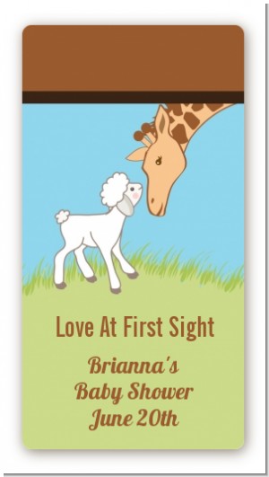 Lamb & Giraffe - Custom Rectangle Baby Shower Sticker/Labels