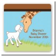 Lamb & Giraffe - Square Personalized Baby Shower Sticker Labels thumbnail
