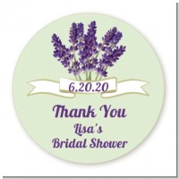 Lavender Flowers - Round Personalized Bridal Shower Sticker Labels