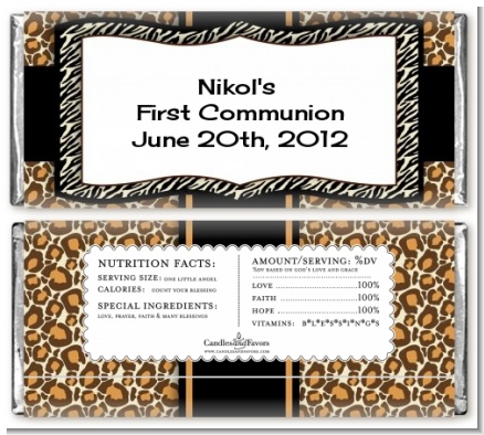 Leopard & Zebra Print - Personalized Birthday Party Candy Bar Wrappers