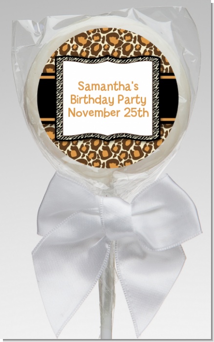 Leopard & Zebra Print - Personalized Birthday Party Lollipop Favors