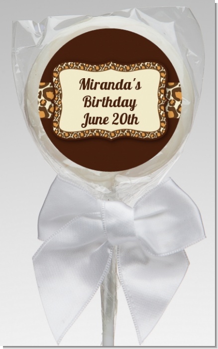 Leopard Brown - Personalized Birthday Party Lollipop Favors