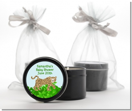 Leopard - Baby Shower Black Candle Tin Favors