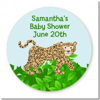 Leopard - Round Personalized Baby Shower Sticker Labels