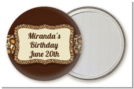 Leopard Brown - Personalized Birthday Party Pocket Mirror Favors