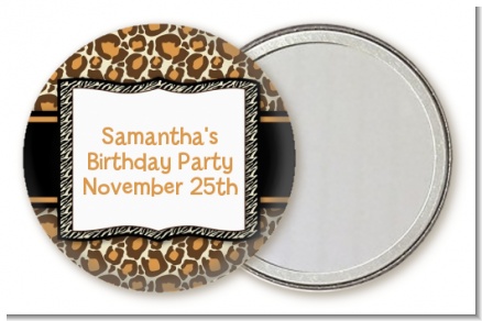 Leopard & Zebra Print - Personalized Birthday Party Pocket Mirror Favors