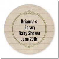 Library Card - Round Personalized Baby Shower Sticker Labels