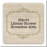 Library Card - Square Personalized Baby Shower Sticker Labels