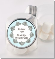 Light Blue & Grey - Personalized Bridal Shower Candy Jar