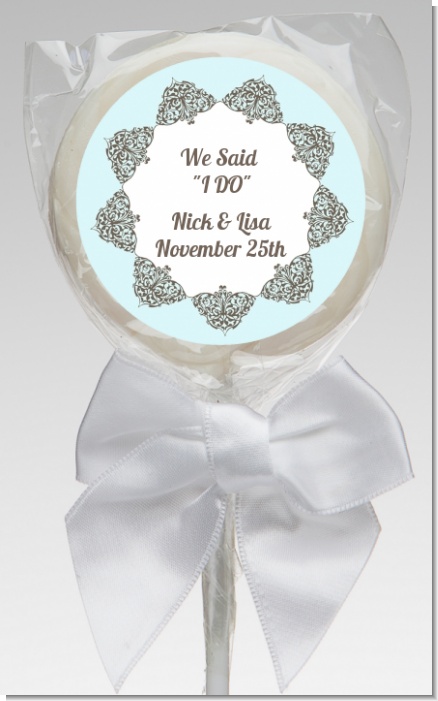 Light Blue & Grey - Personalized Bridal Shower Lollipop Favors