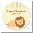 Lion - Round Personalized Baby Shower Sticker Labels thumbnail