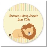 Lion - Round Personalized Baby Shower Sticker Labels
