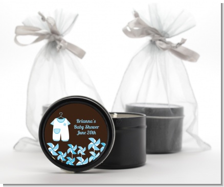 Little Boy Outfit - Baby Shower Black Candle Tin Favors