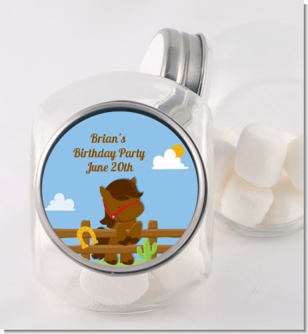 Little Cowboy Horse - Personalized Birthday Party Candy Jar