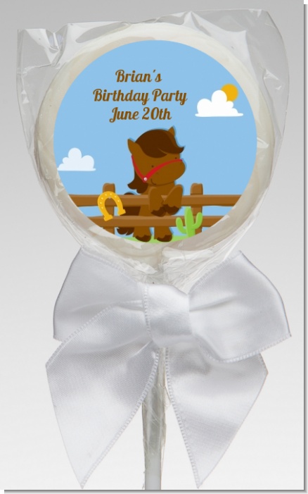 Little Cowboy Horse - Personalized Birthday Party Lollipop Favors