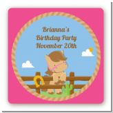 Little Cowgirl Horse - Square Personalized Birthday Party Sticker Labels