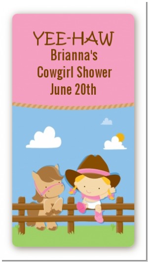 Little Cowgirl - Custom Rectangle Baby Shower Sticker/Labels