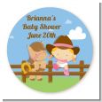Little Cowgirl - Round Personalized Baby Shower Sticker Labels thumbnail