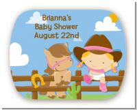 Little Cowgirl - Personalized Baby Shower Rounded Corner Stickers