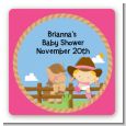 Little Cowgirl - Square Personalized Baby Shower Sticker Labels thumbnail