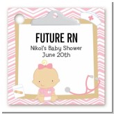 Little Girl Nurse On The Way - Personalized Baby Shower Card Stock Favor Tags