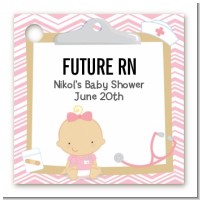 Little Girl Nurse On The Way - Personalized Baby Shower Card Stock Favor Tags