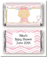 Little Girl Nurse On The Way - Personalized Baby Shower Mini Candy Bar Wrappers