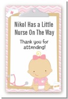Little Girl Nurse On The Way - Custom Large Rectangle Baby Shower Sticker/Labels