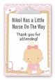 Little Girl Nurse On The Way - Custom Large Rectangle Baby Shower Sticker/Labels thumbnail
