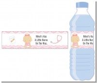 Little Girl Nurse On The Way - Personalized Baby Shower Water Bottle Labels