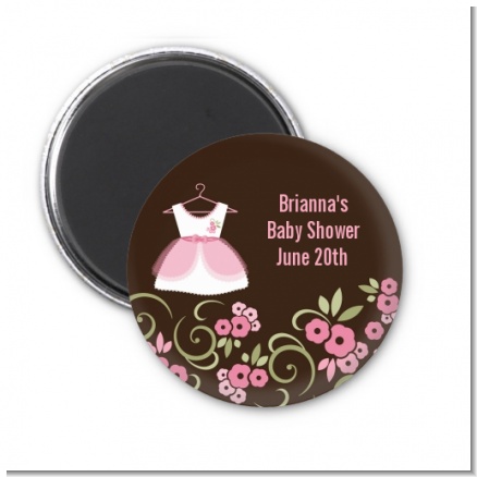 Little Girl Outfit - Personalized Baby Shower Magnet Favors