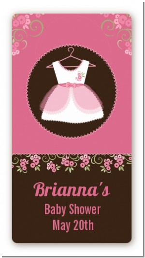 Little Girl Outfit - Custom Rectangle Baby Shower Sticker/Labels