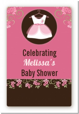 Little Girl Outfit - Custom Large Rectangle Baby Shower Sticker/Labels