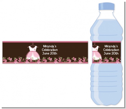 Little Girl Outfit - Personalized Baby Shower Water Bottle Labels
