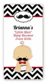 Little Man Mustache Black/Grey - Custom Rectangle Baby Shower Sticker/Labels