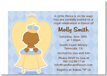 Little Prince African American - Baby Shower Petite Invitations