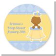 Little Prince African American - Round Personalized Baby Shower Sticker Labels thumbnail