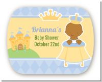 Little Prince African American - Personalized Baby Shower Rounded Corner Stickers